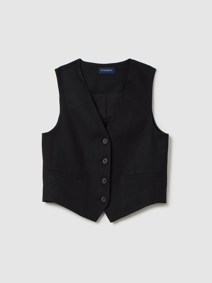 Black Waistcoat in Viscose and Cotton Blend by Piombo_4