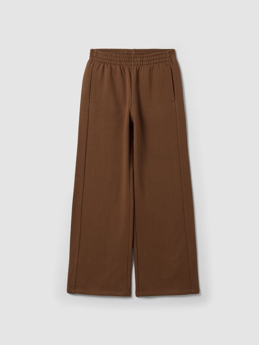 Pantaloni jogger marroni in misto cotone straight fit_0
