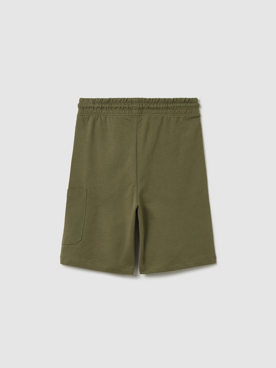 Green cargo Bermuda joggers in cotton with drawstring_4