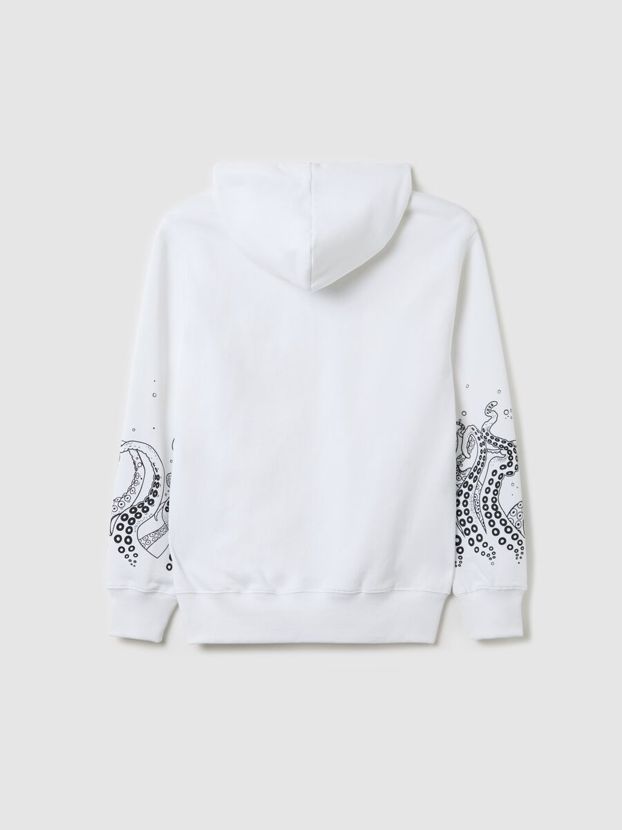 White sweatshirt with hood and tentacles print_1