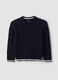 Maglia blu in puro cotone a trecce over fit per bambino_0