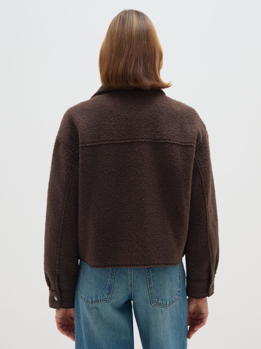 Brown regular fit jacket with zip_3