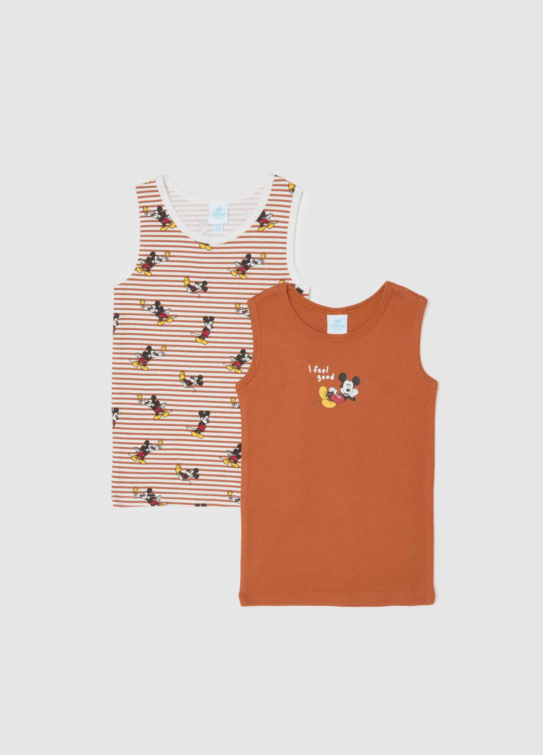 Set bipack canottiere da bambino in puro cotone arancione