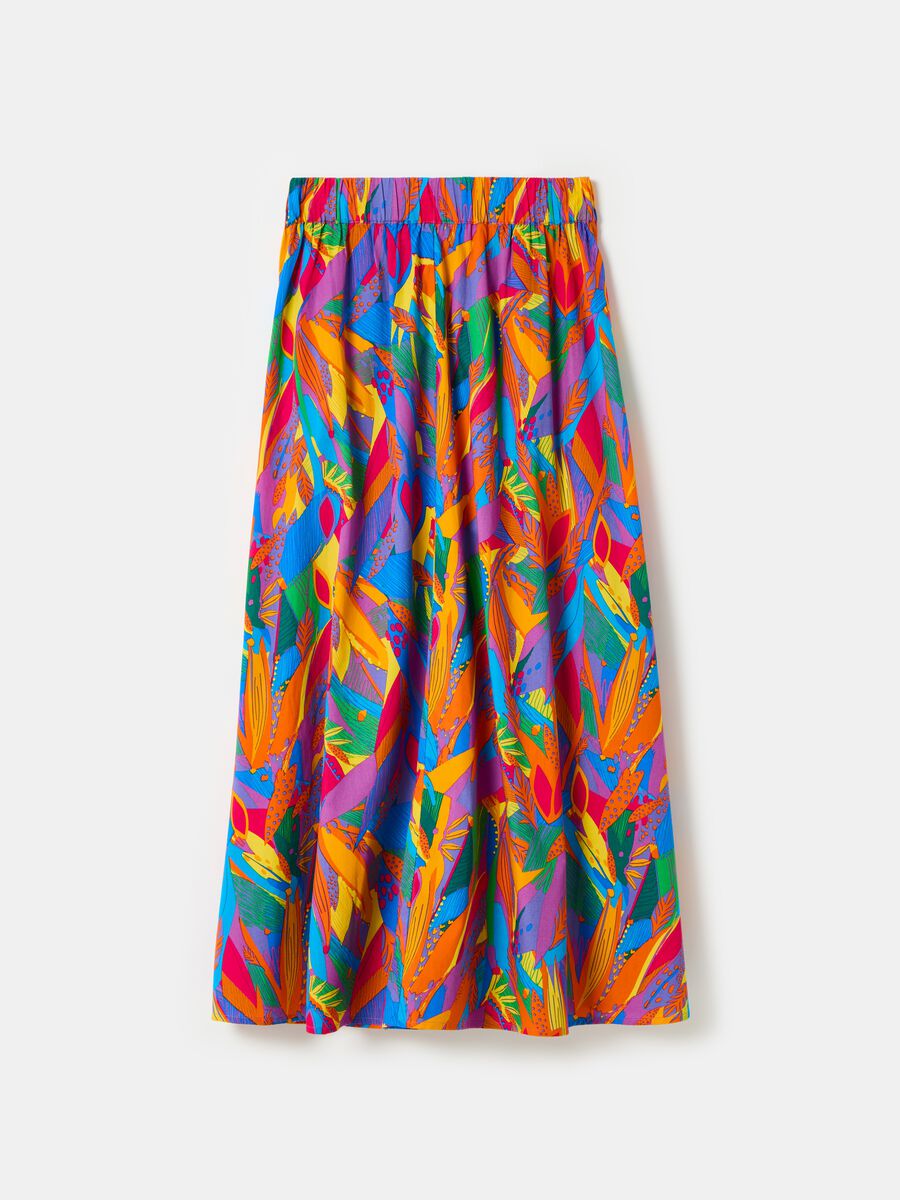 Long skirt with tropical foliage print_3