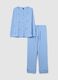 Blue cotton pyjamas with floral print_4