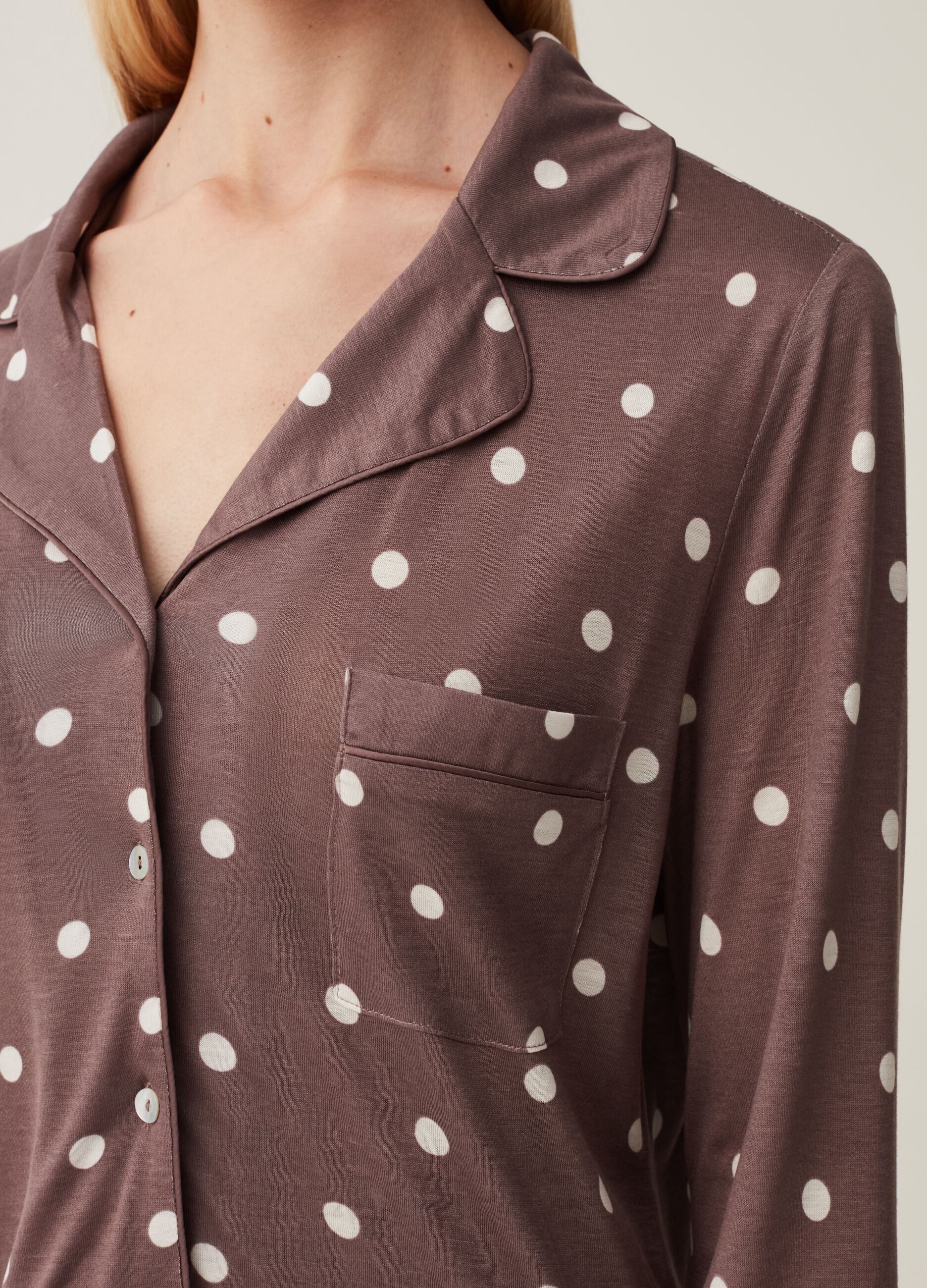 Top pigiama a camicia fantasia a pois_3