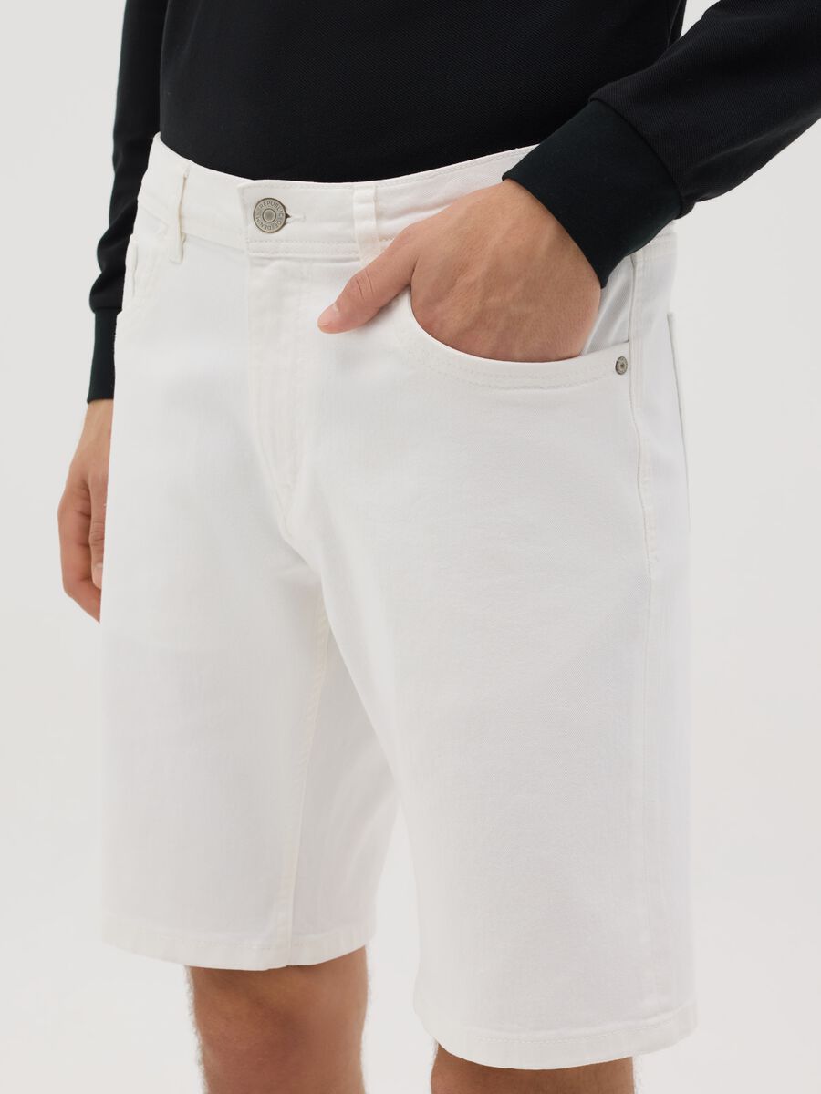 White Elastic Ovs Denim Shorts_3