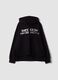 Felpa nera in puro cotone con cappuccio relaxed fit con scritte_0