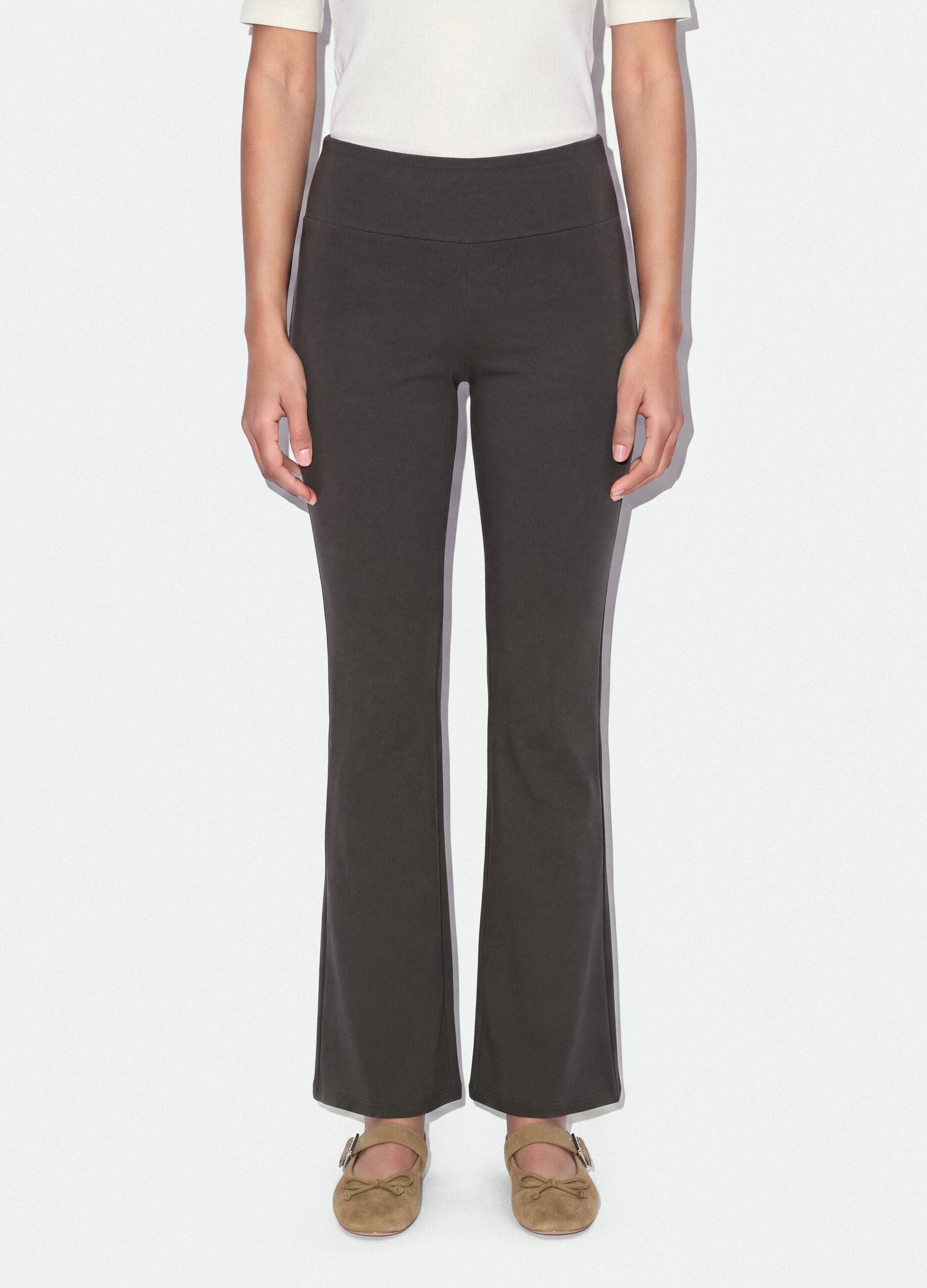 Grey flare trousers in stretch cotton