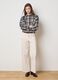 Beige stretch cotton straight fit trousers_0