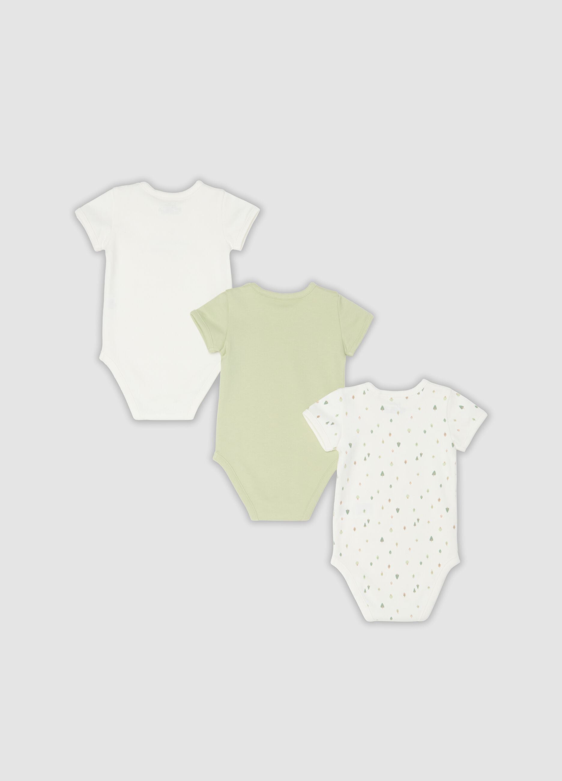Tripack di body multicolor in puro cotone organico con stampa per neonato