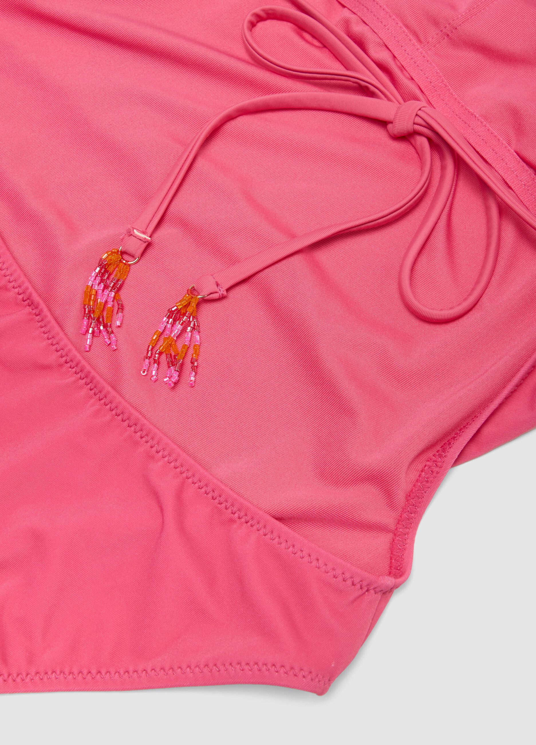 Pink floral-print stretch swimsuit