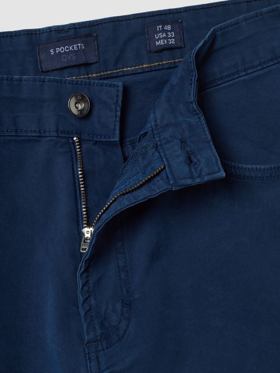 Blue five-pocket stretch cotton trousers_2