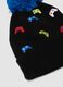 Black hat with blue pompom_2