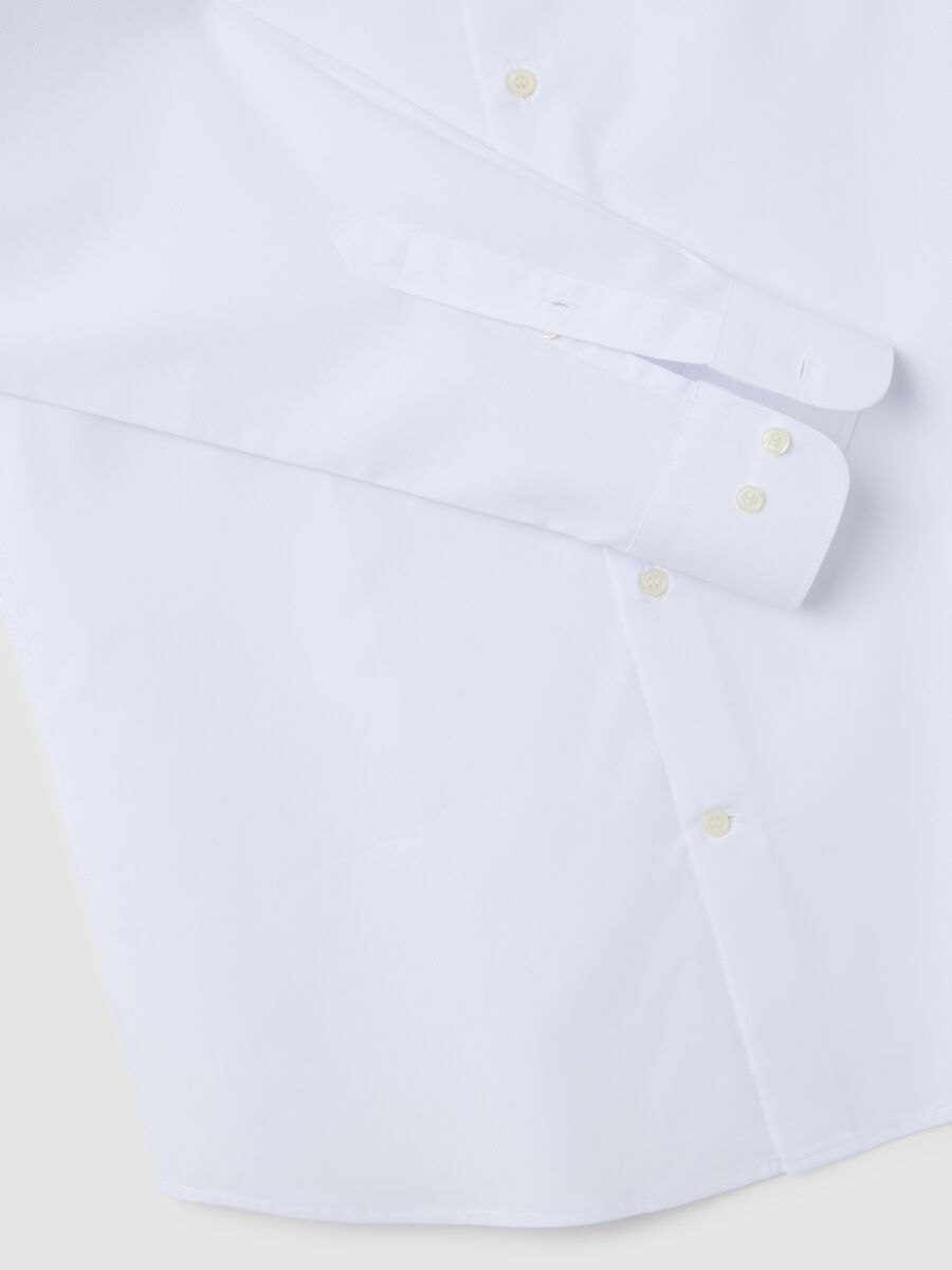 Men's pure white cotton slim fit shirt_1