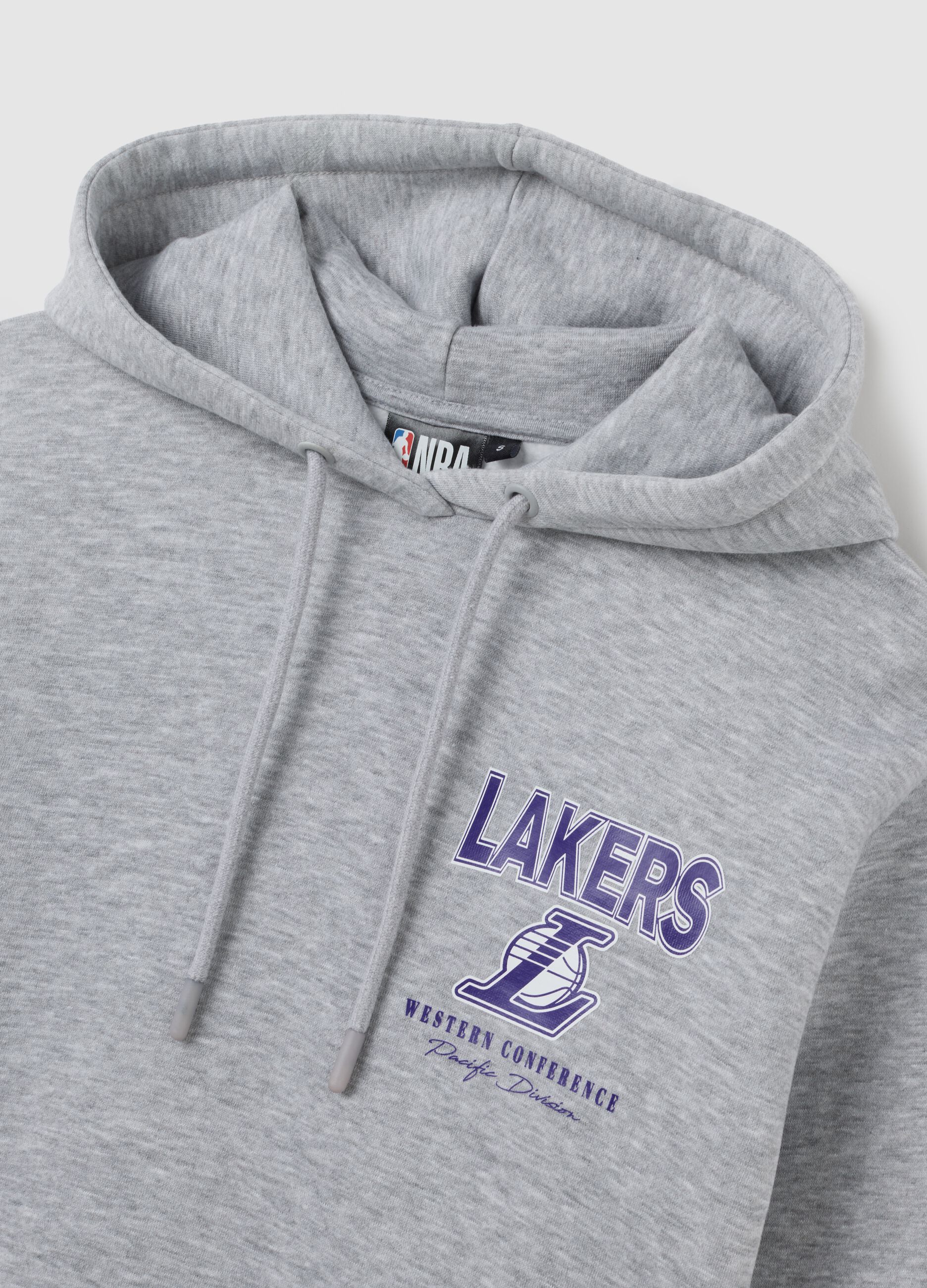 Grey cotton blend hoodie regular fit with Lakers logo