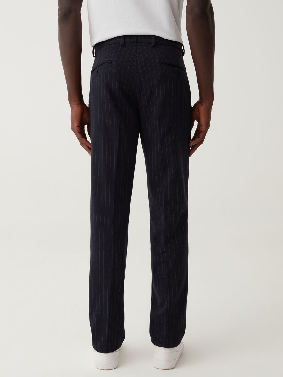 Pantalone gessato easy fit blu navy_2
