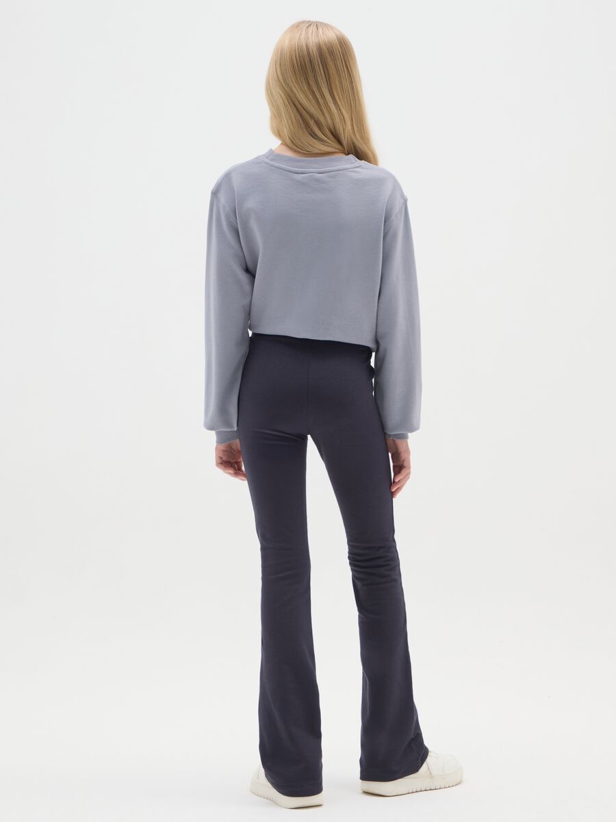 Leggings flare da ragazza in misto cotone elasticizzato blu_1