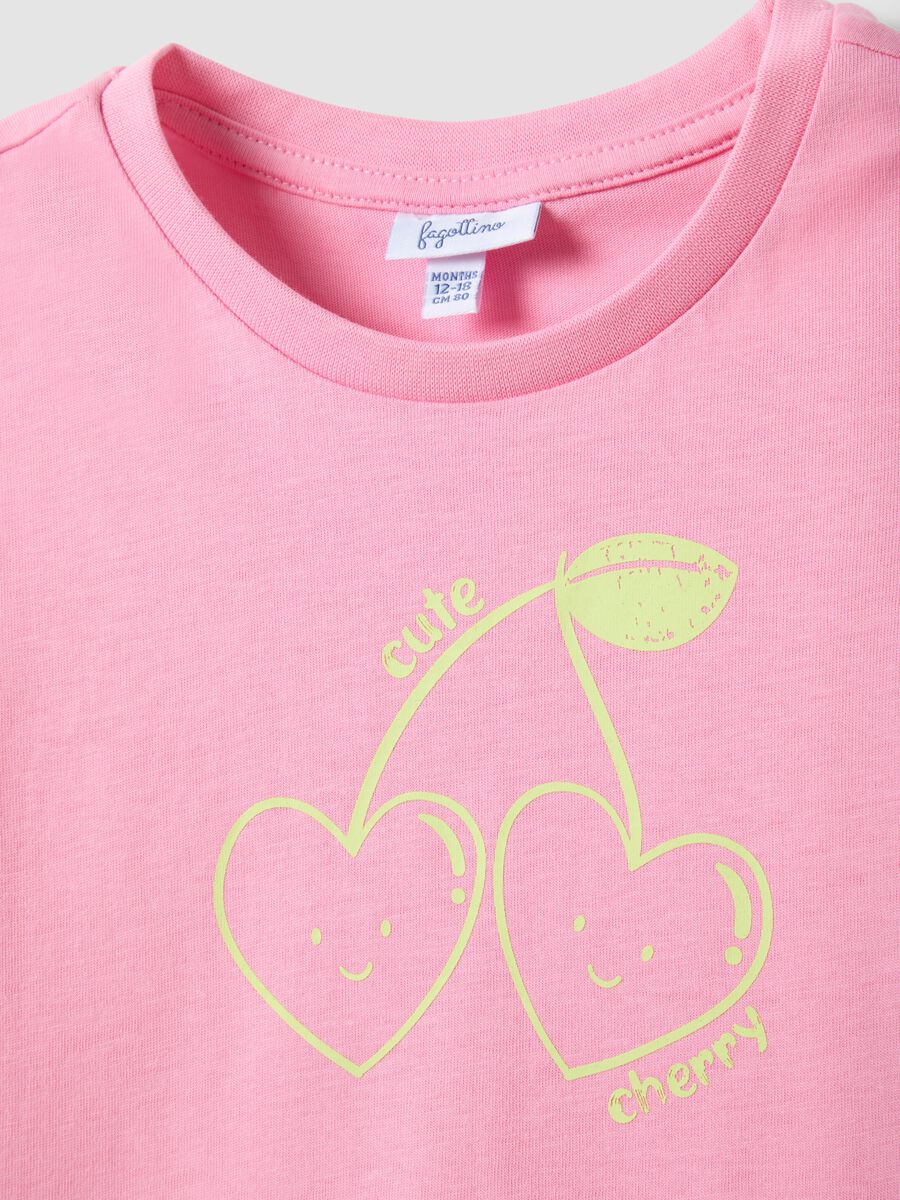 Girls' regular fit pink pure cotton T-shirt with print_2