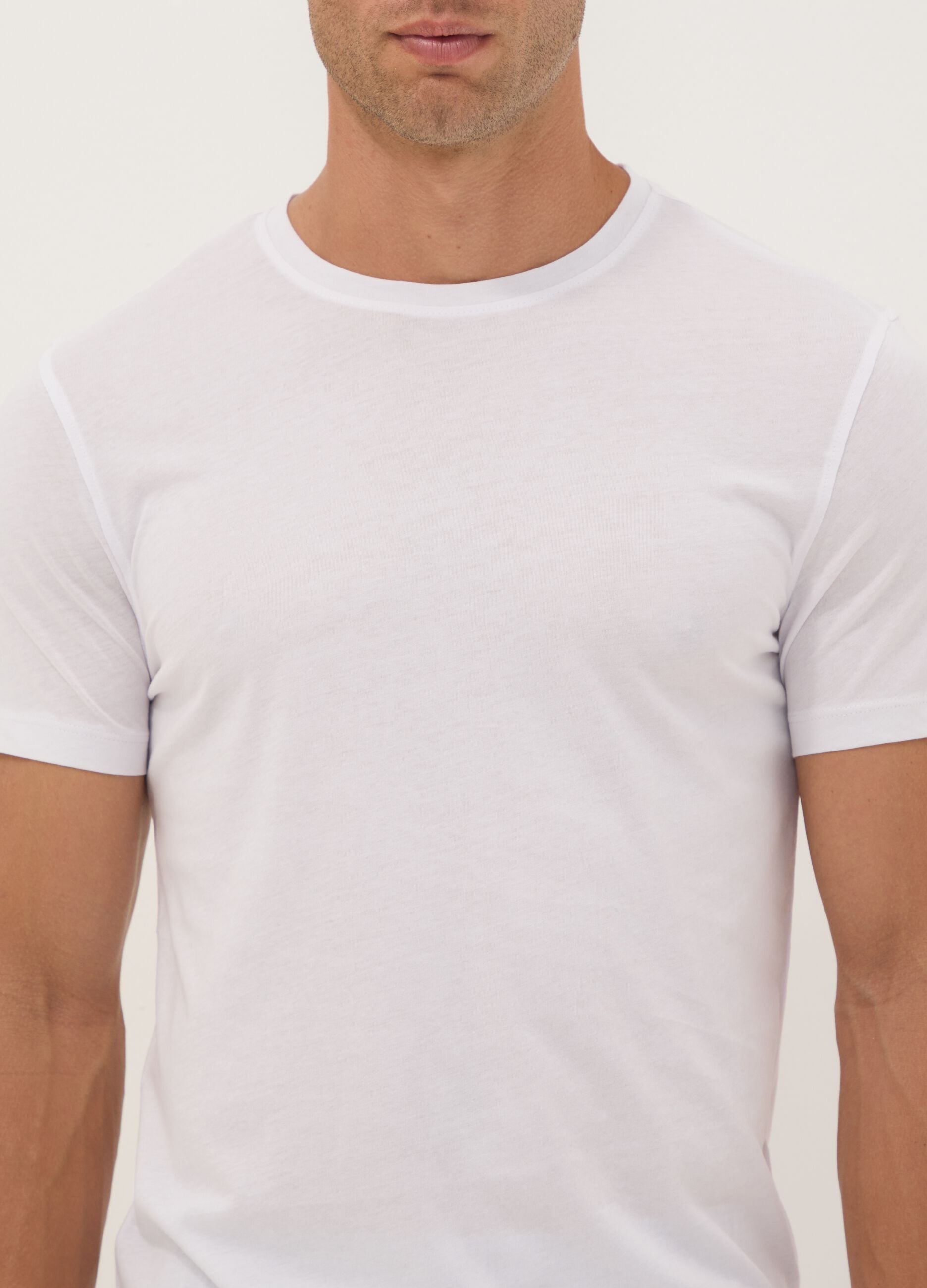 2-pack of white crew-neck T-shirts in pure extra-fine cotton