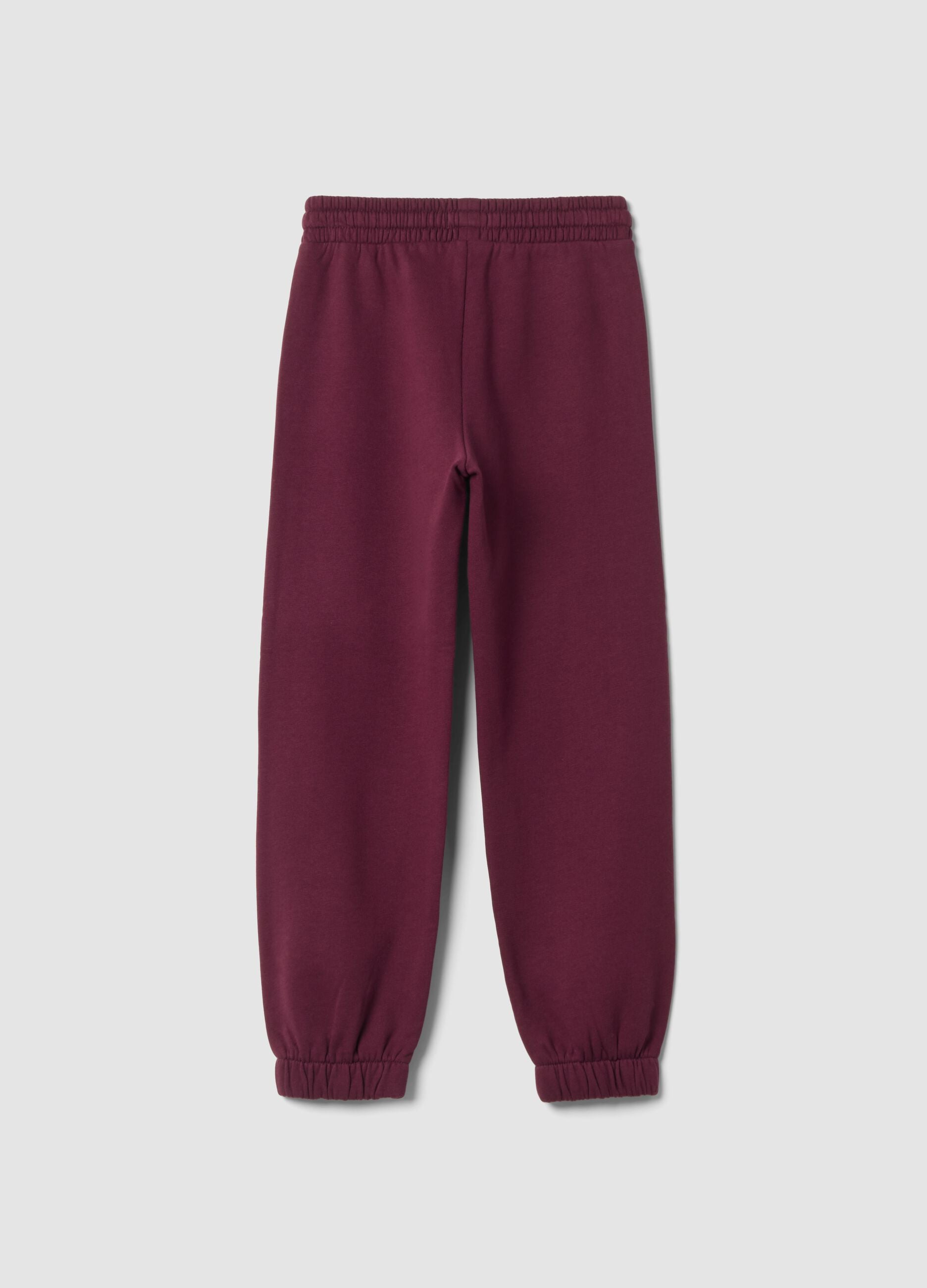 Purple regular-fit fleece joggers in pure cotton