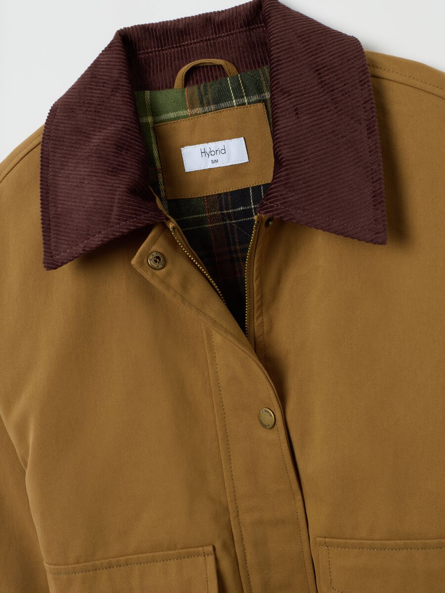 Giacca marrone in puro cotone e velluto regular fit_5