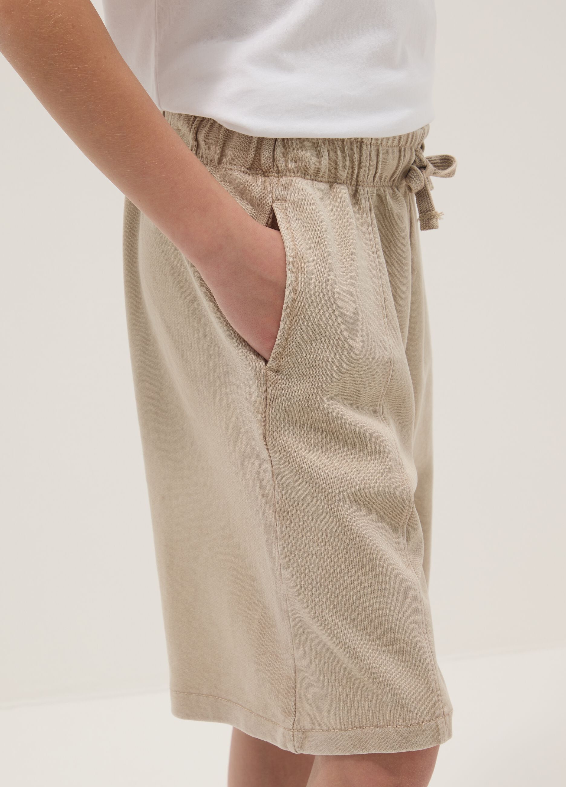 Boys' comfort fit pure cotton beige shorts
