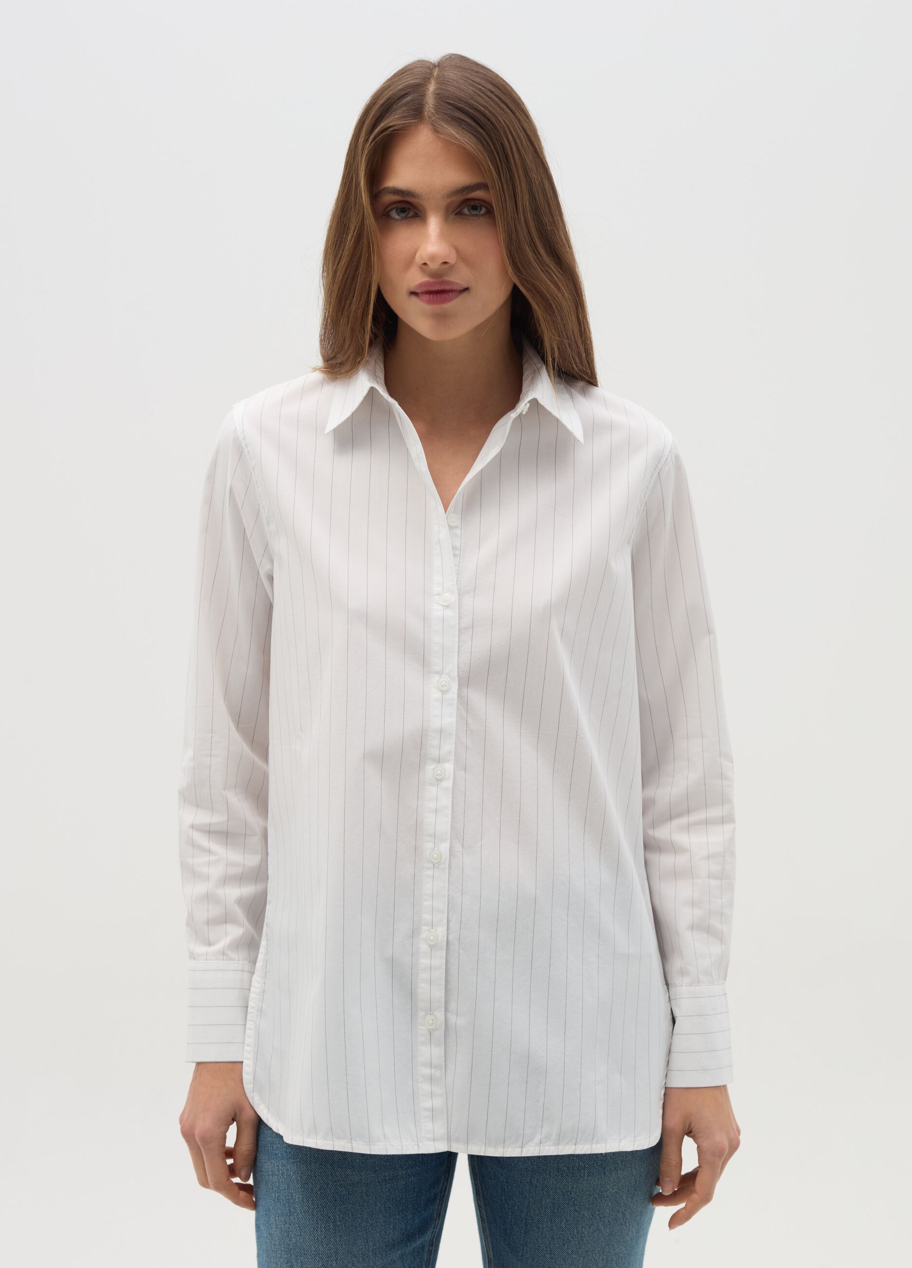 Camicia in cotone a righe