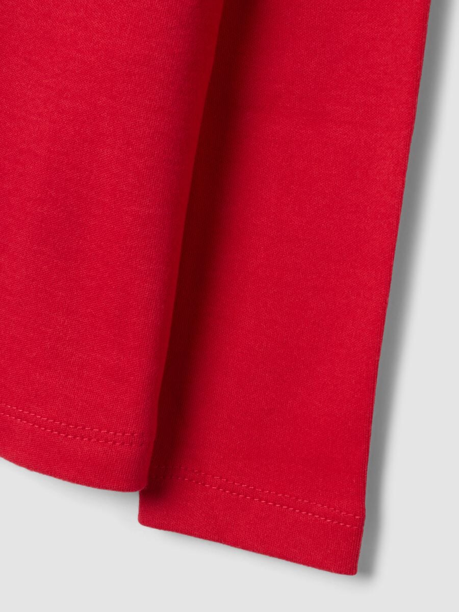 T-shirt rossa in puro cotone dolcevita con stampa orsetti_3
