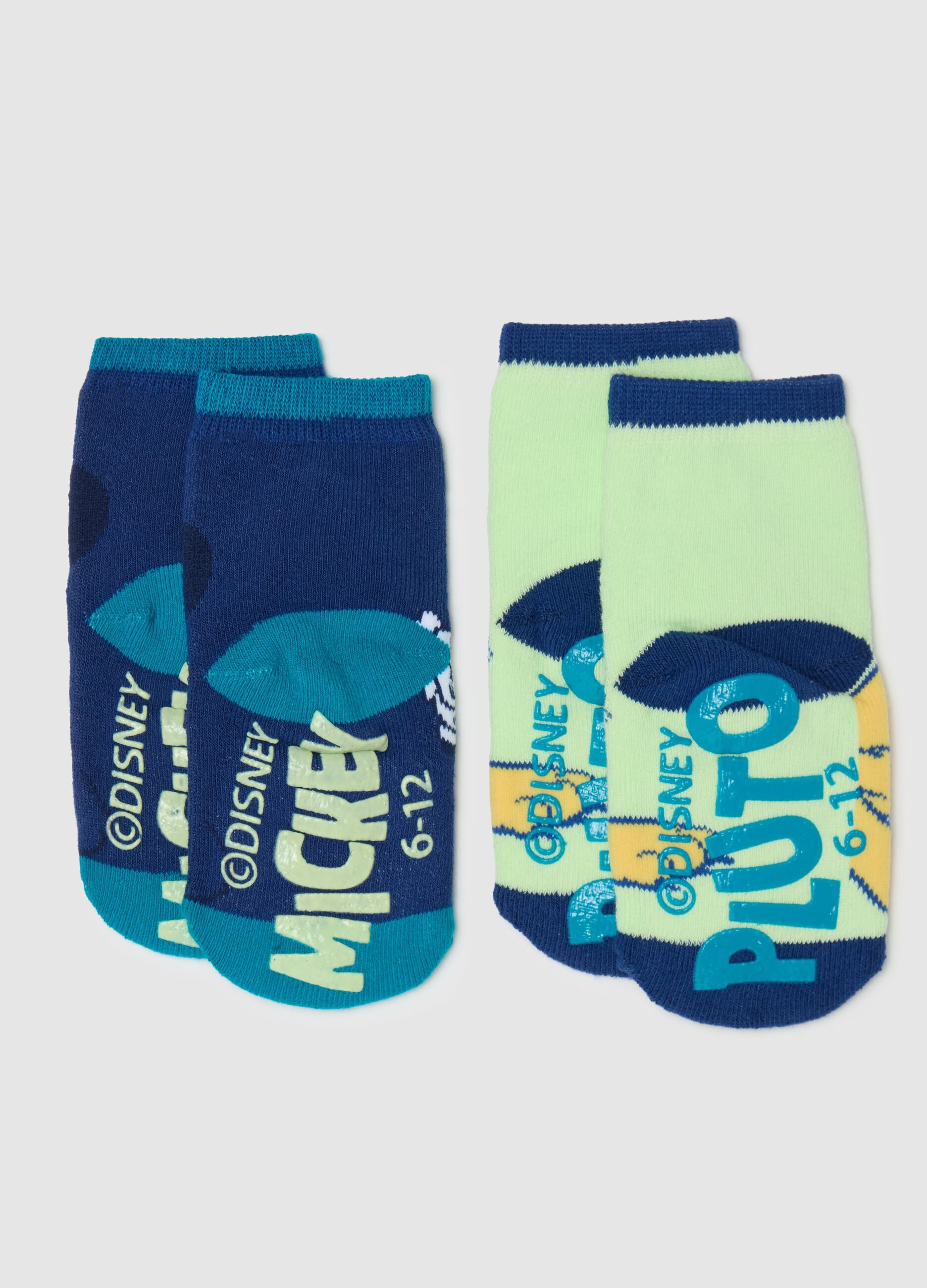 Two-pack slipper socks with Mickey Mouse and Pluto design