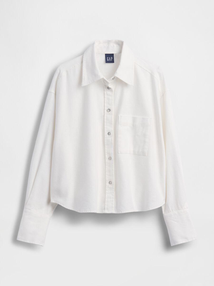 Camicia in puro cotone con tasca applicata_6