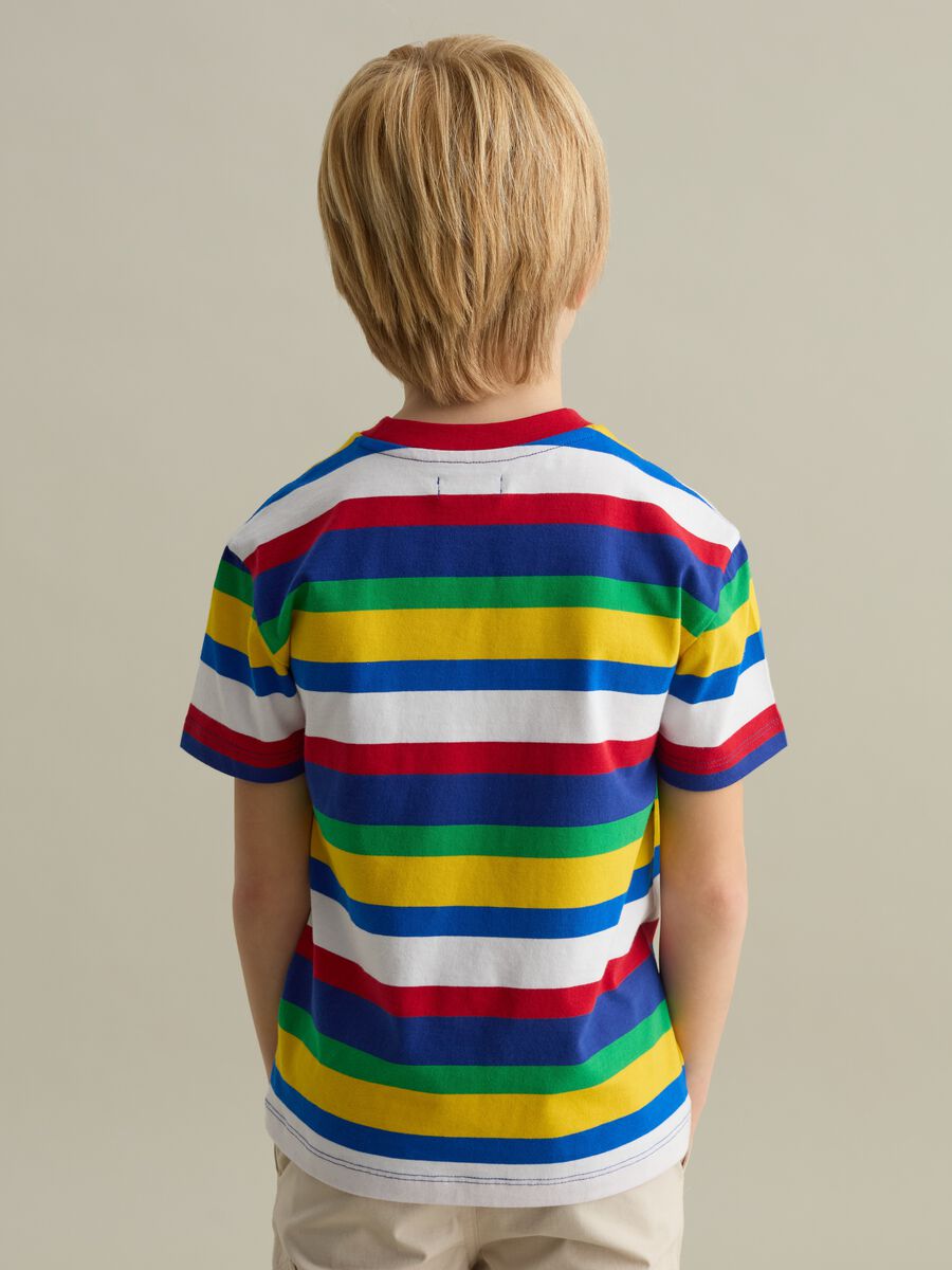 Striped cotton T-shirt with logo embroidery_1