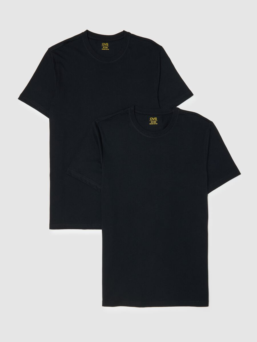 Two-Pack Black T-shirts in Pure Cotton Regular Fit_4