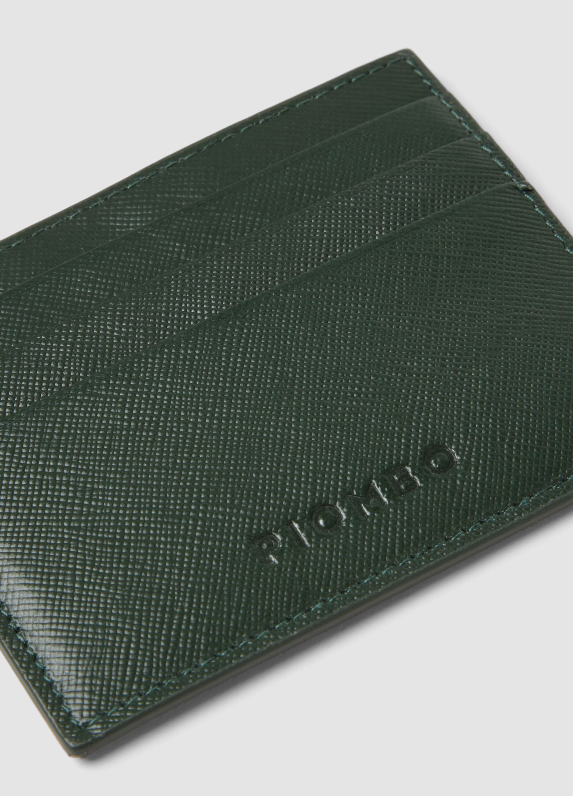 Green genuine leather card holder