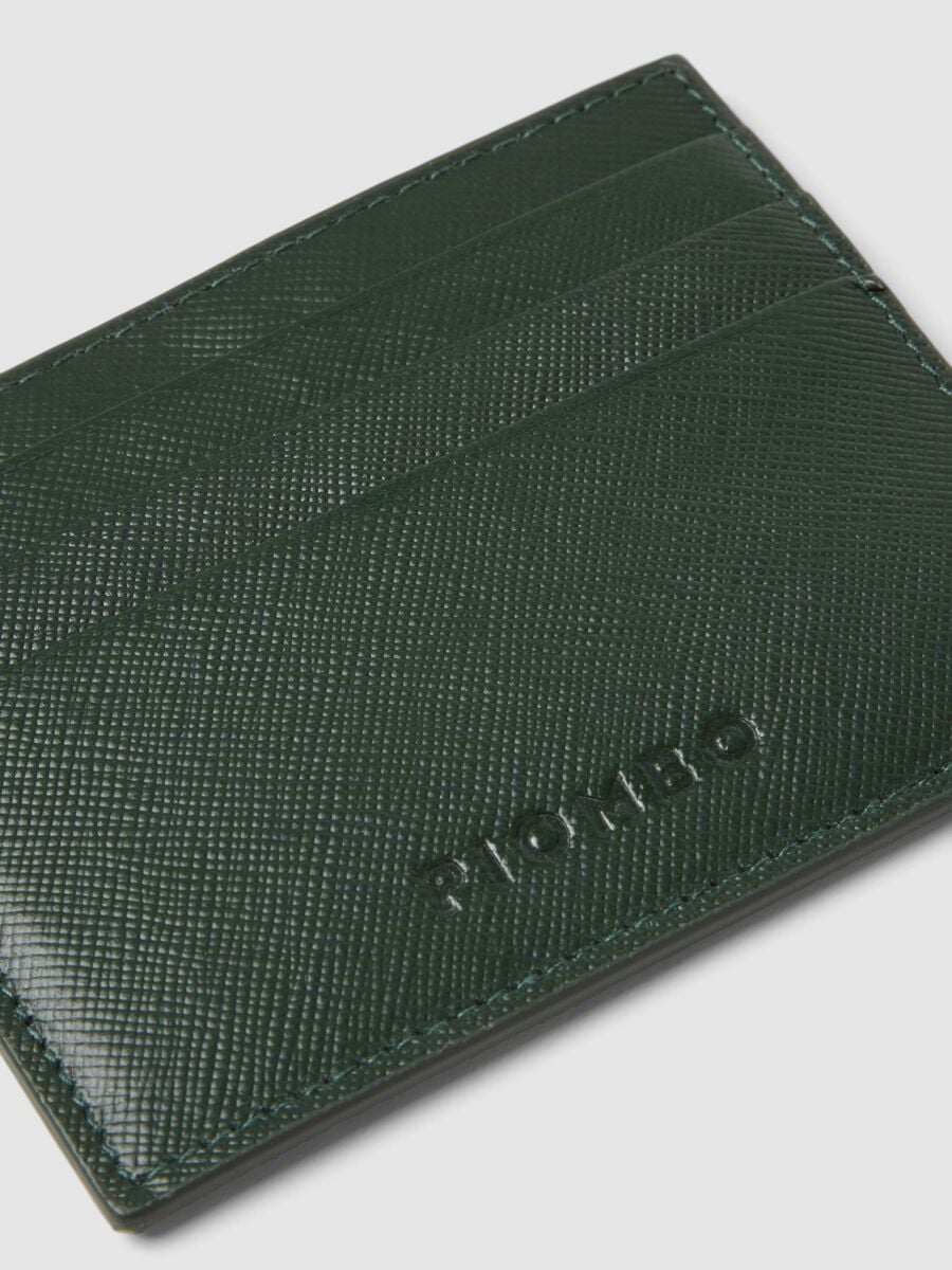 Portacarte verde in vera pelle_1