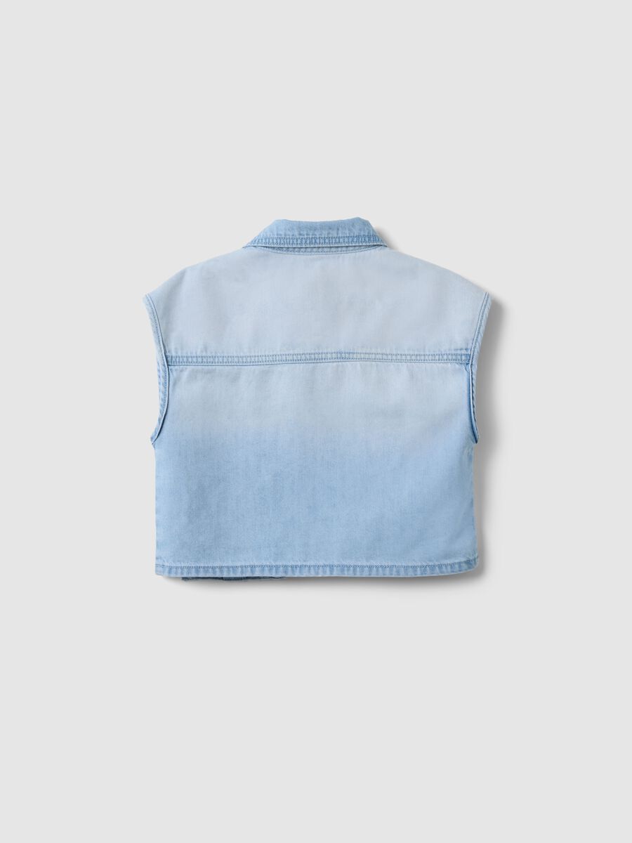 Crop shirt in misto cotone denim azzurra da bambina regular fit_1