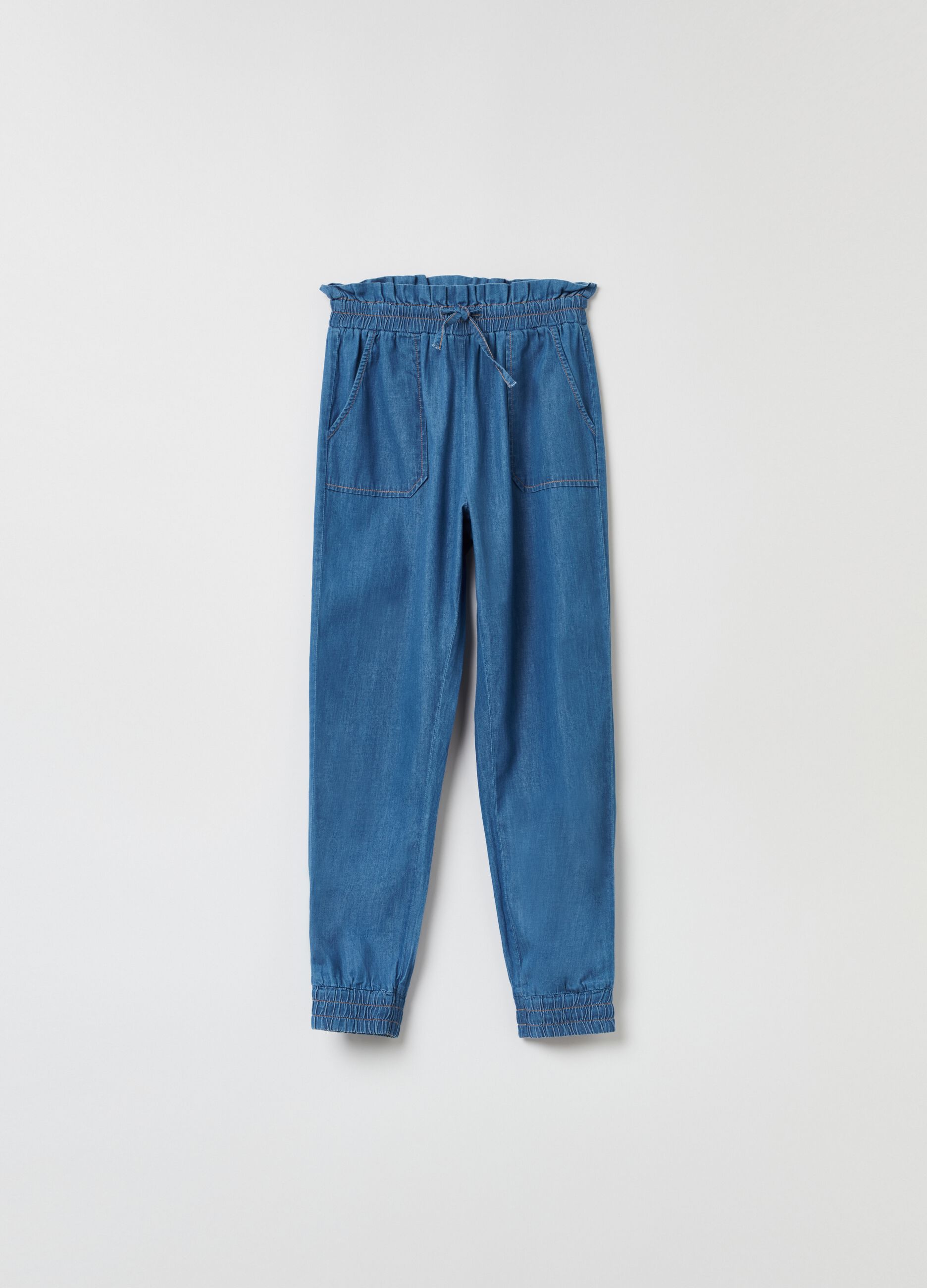 Denim-effect joggers with pockets
