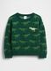 Green cotton sweater with dinosaurs_0