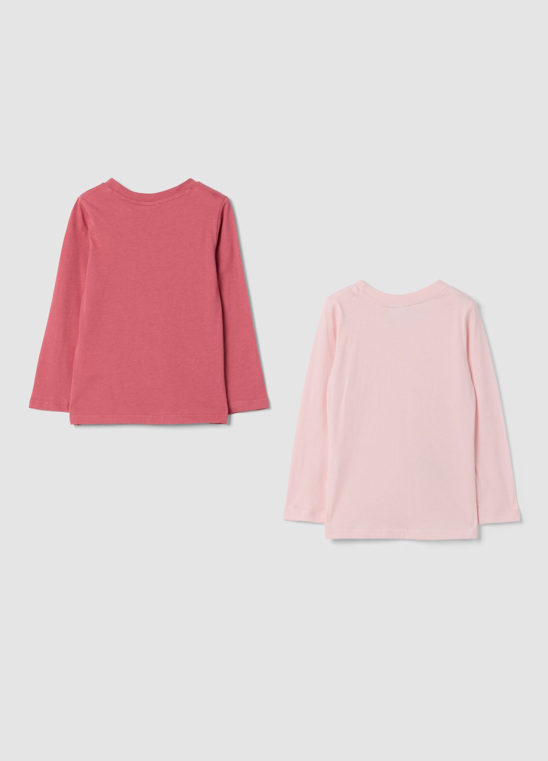 2-pack pink pure cotton T-shirts with print