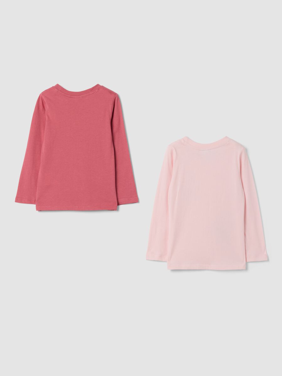 Bipack t-shirt rosa in puro cotone con stampa_1