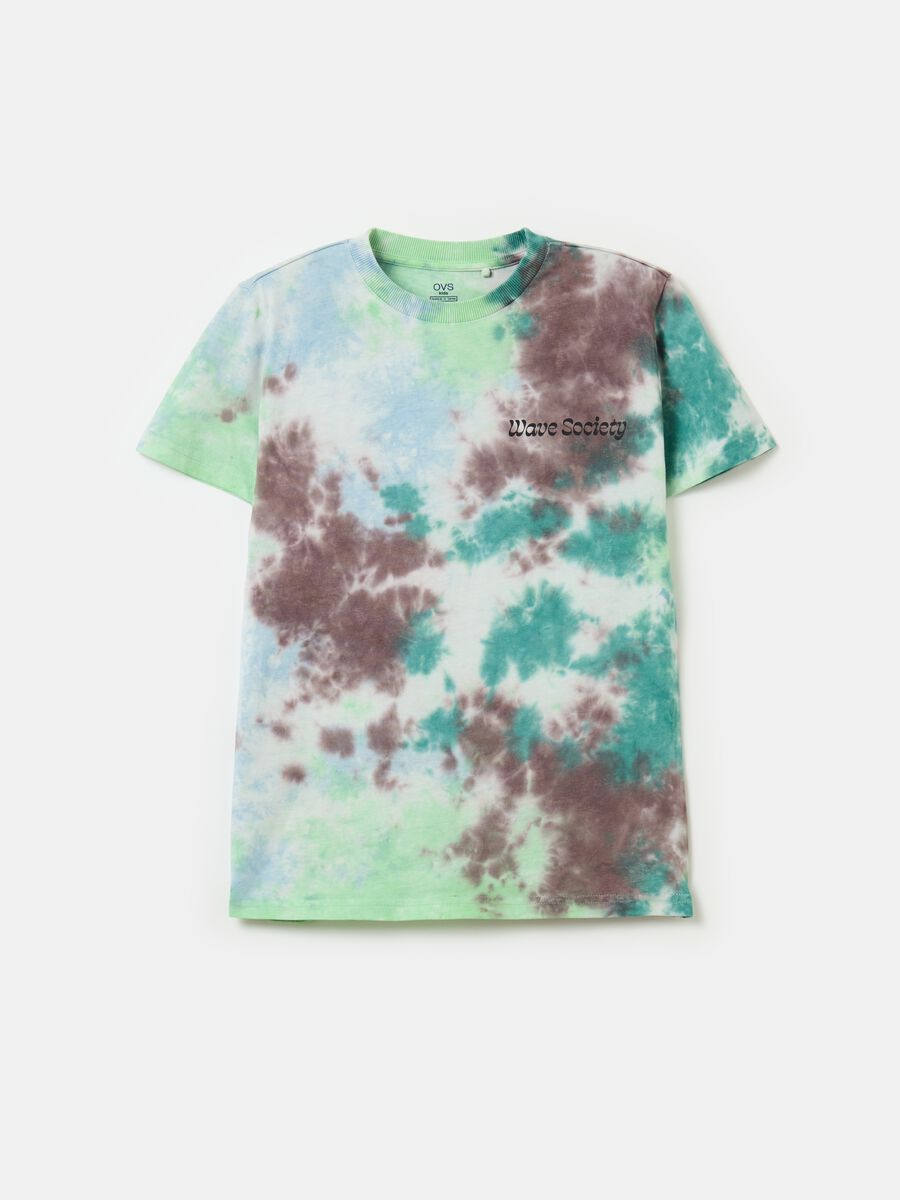 T-shirt in cotone Tie Dye con stampa_1