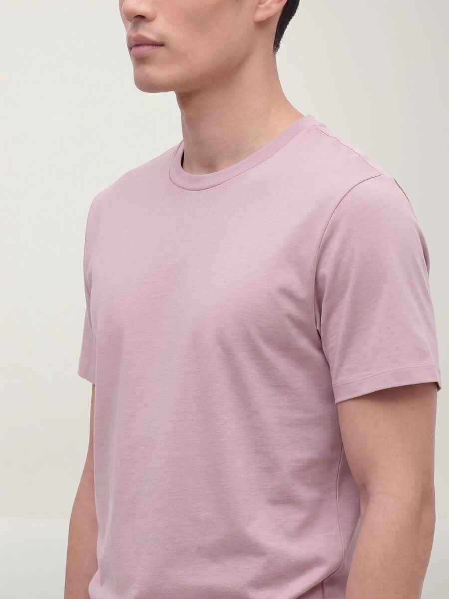 Purple mercerised pure cotton crew-neck T-shirt, regular fit_1