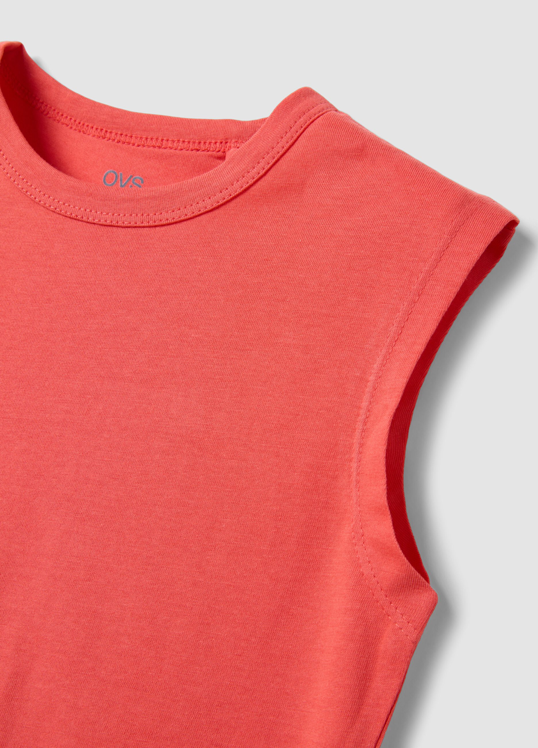 Red organic cotton printed vest top