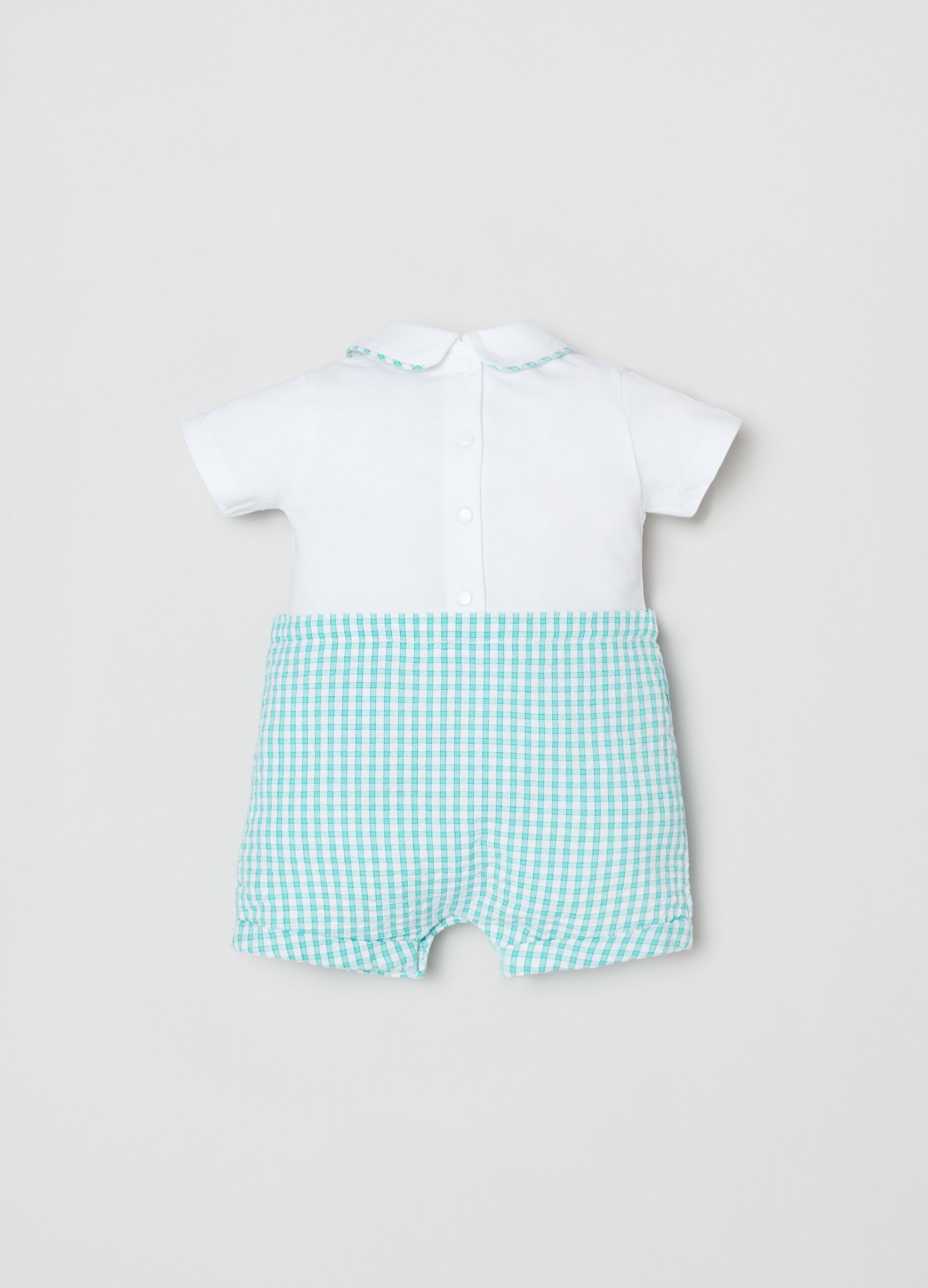 Cotton romper suit with gingham pattern