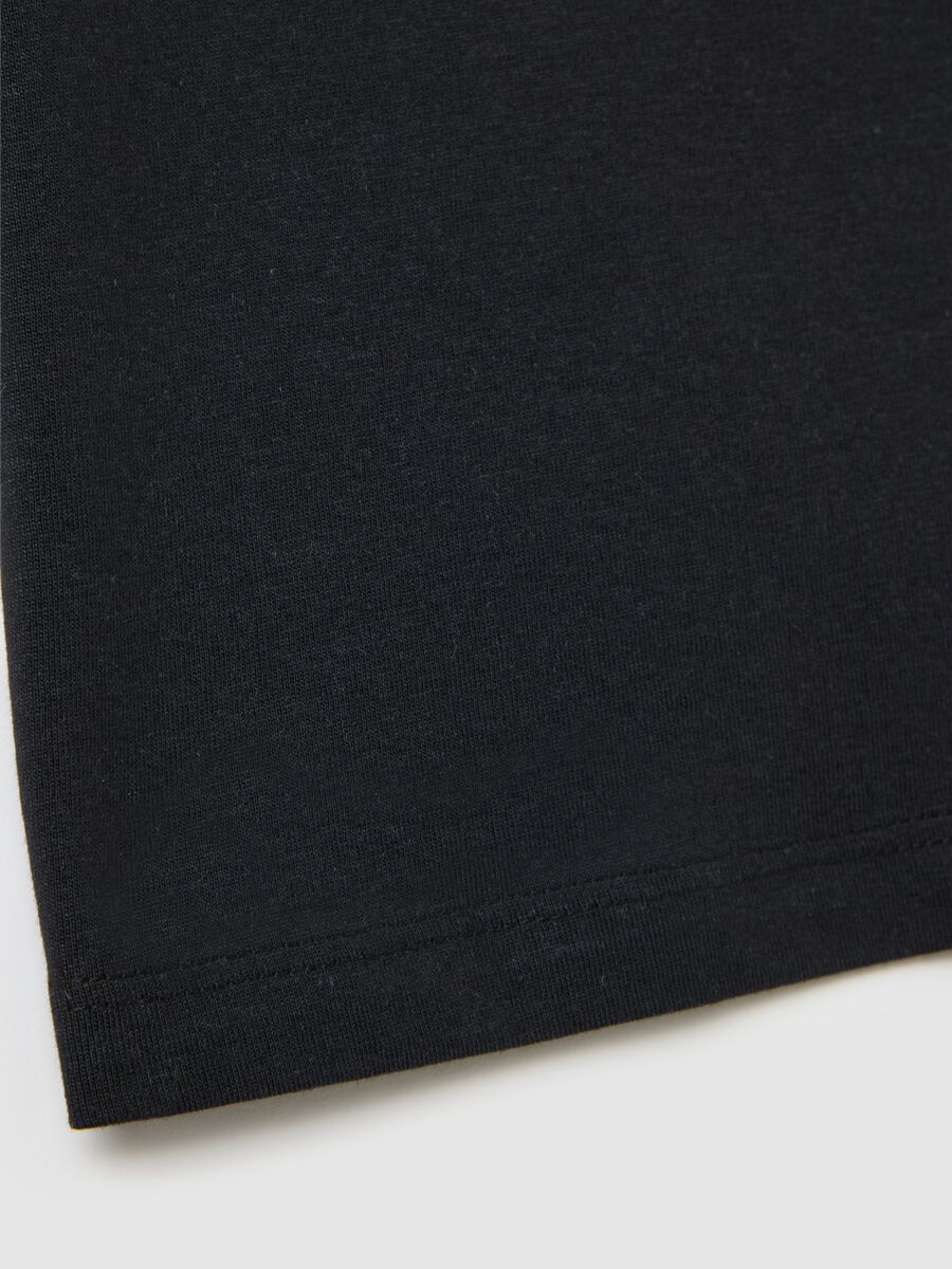 Girls' black cotton T-shirt regular fit with print_3