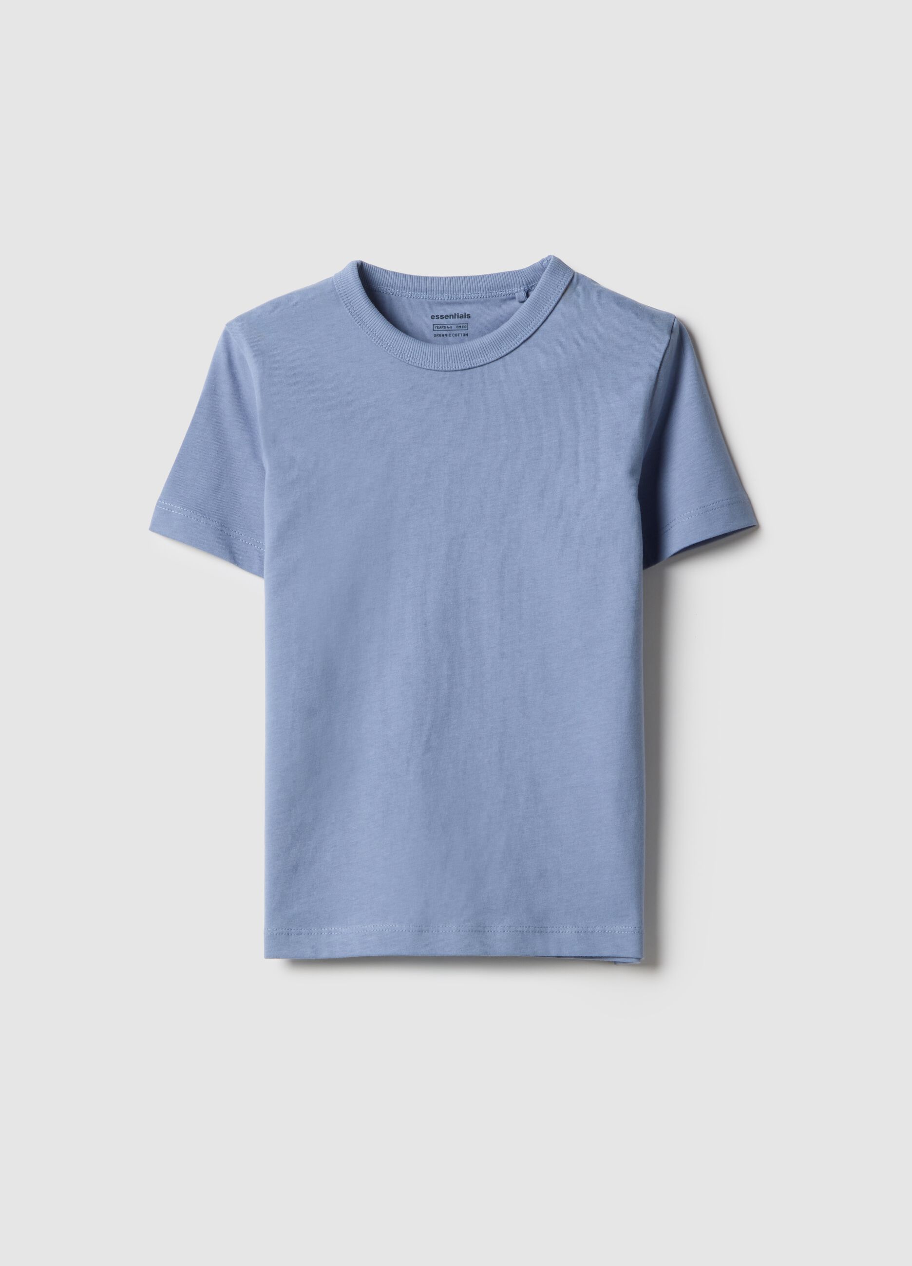 Kids' blue crew neck t-shirt in pure cotton regular fit