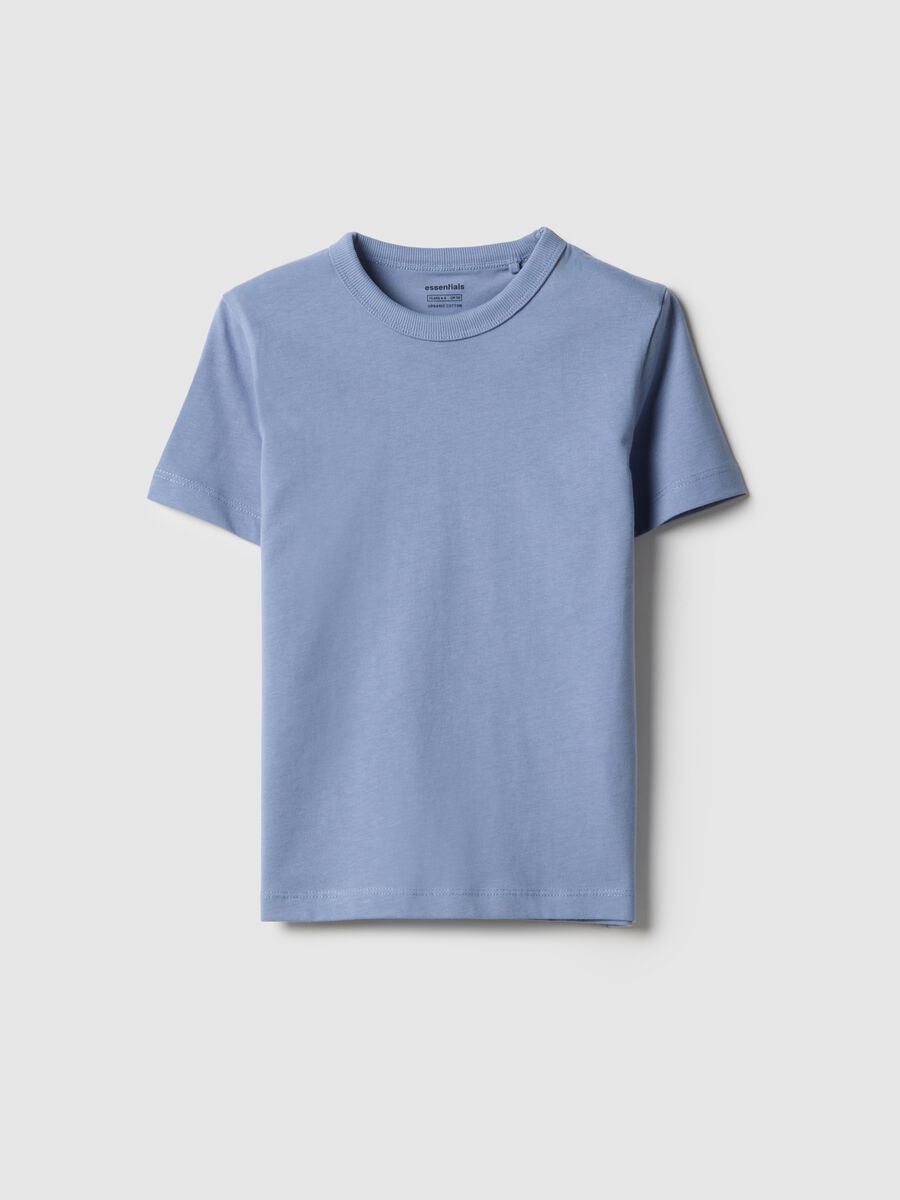 Kids' blue crew neck t-shirt in pure cotton regular fit_0