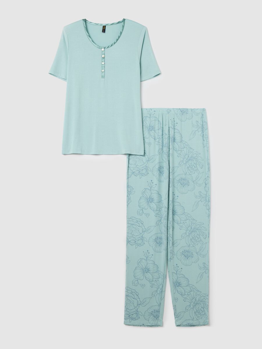 Light blue pyjamas with floral print_4