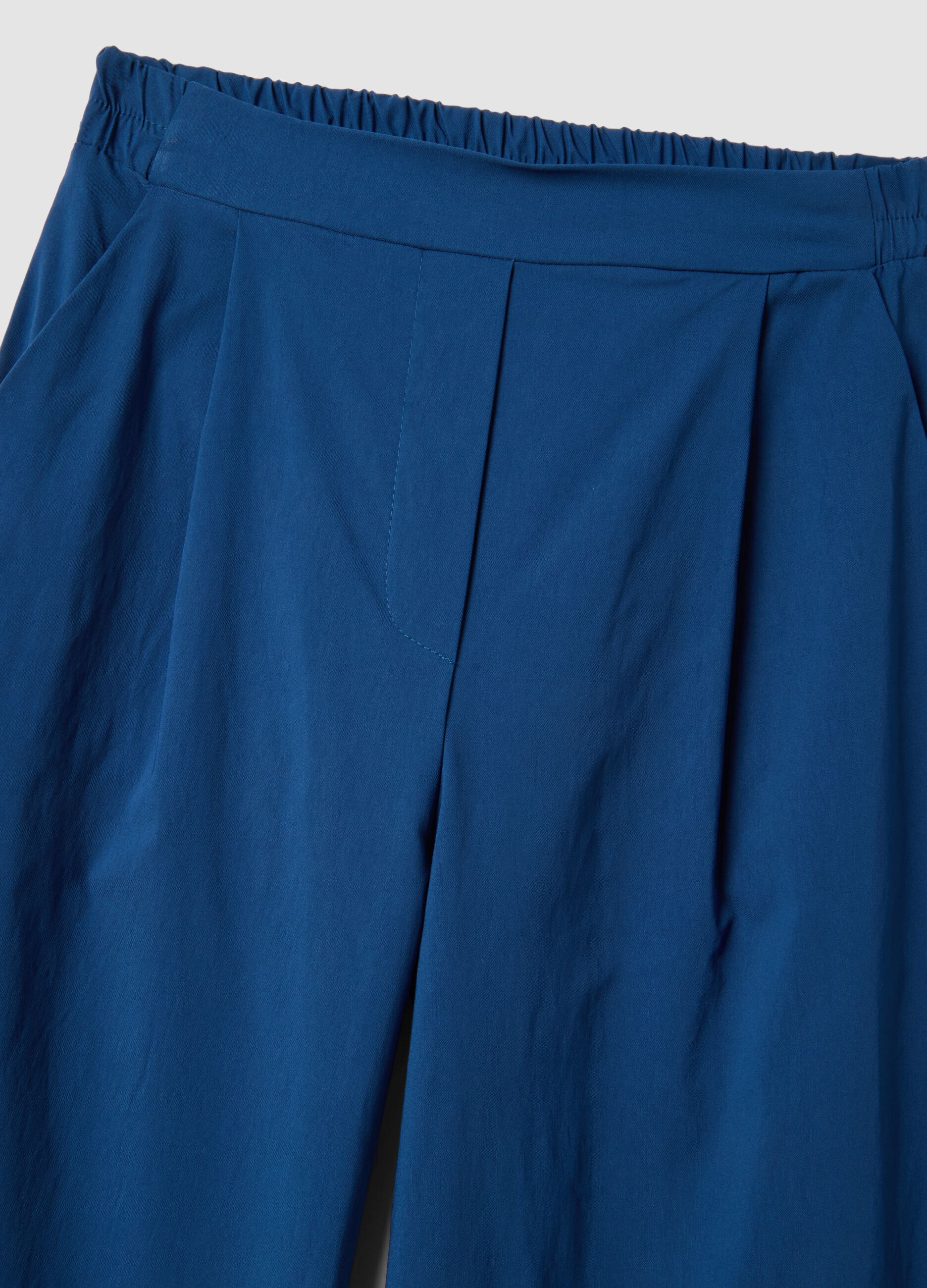 Blue regular fit viscose blend jogger trousers