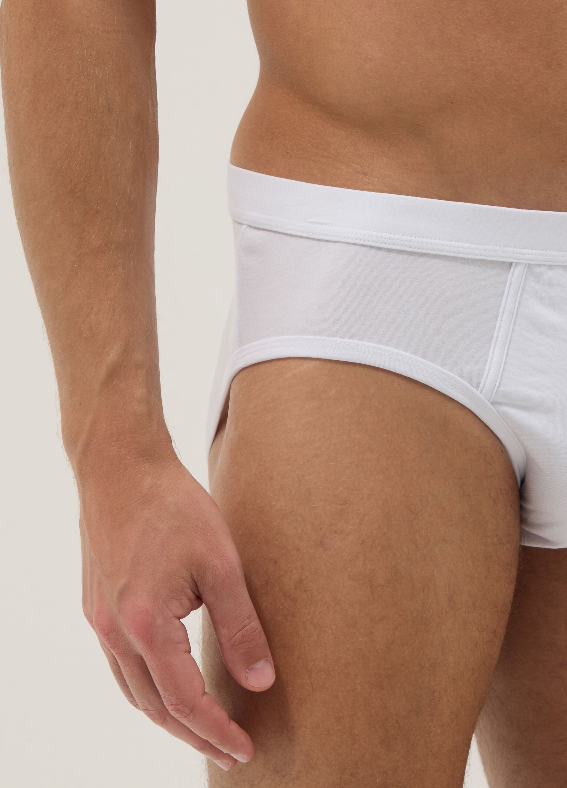 3-pack of white stretch cotton briefs, regular fit
